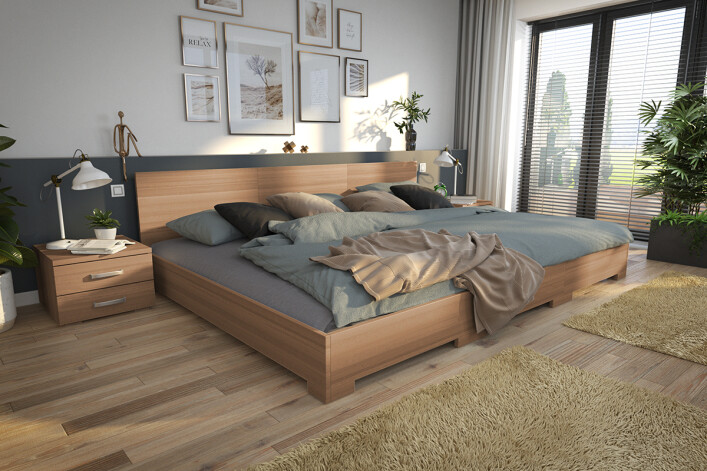 Family Bed SAMOS | Beech - dark stained and oiled (270x200cm)